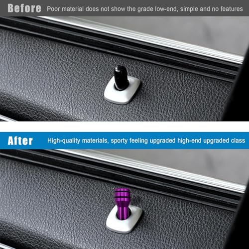 AutoBizarre Car Door Lock Knobs Aluminum Alloy Inner Door Lock Pull Pins for Car Decoration Universal for All Cars (Purple) - Image 4
