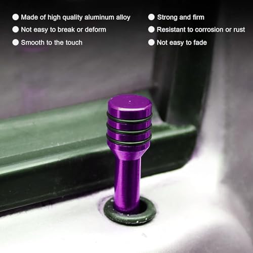 AutoBizarre Car Door Lock Knobs Aluminum Alloy Inner Door Lock Pull Pins for Car Decoration Universal for All Cars (Purple) - Image 3