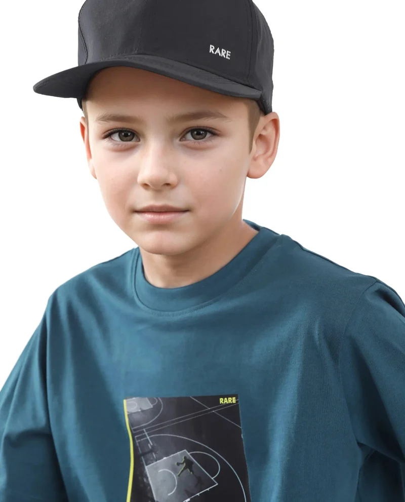 Rare Ones Rare Ones Kids Zion Blue Cotton Half Sleeve Graphic Print Slip-On Closure Regular Fit T-Shirt