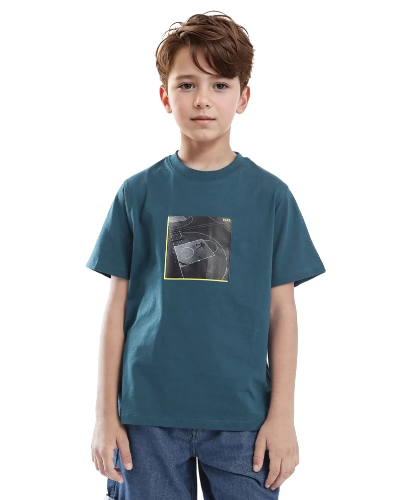 Rare Ones Rare Ones Kids Zion Blue Cotton Half Sleeve Graphic Print Slip-On Closure Regular Fit T-Shirt