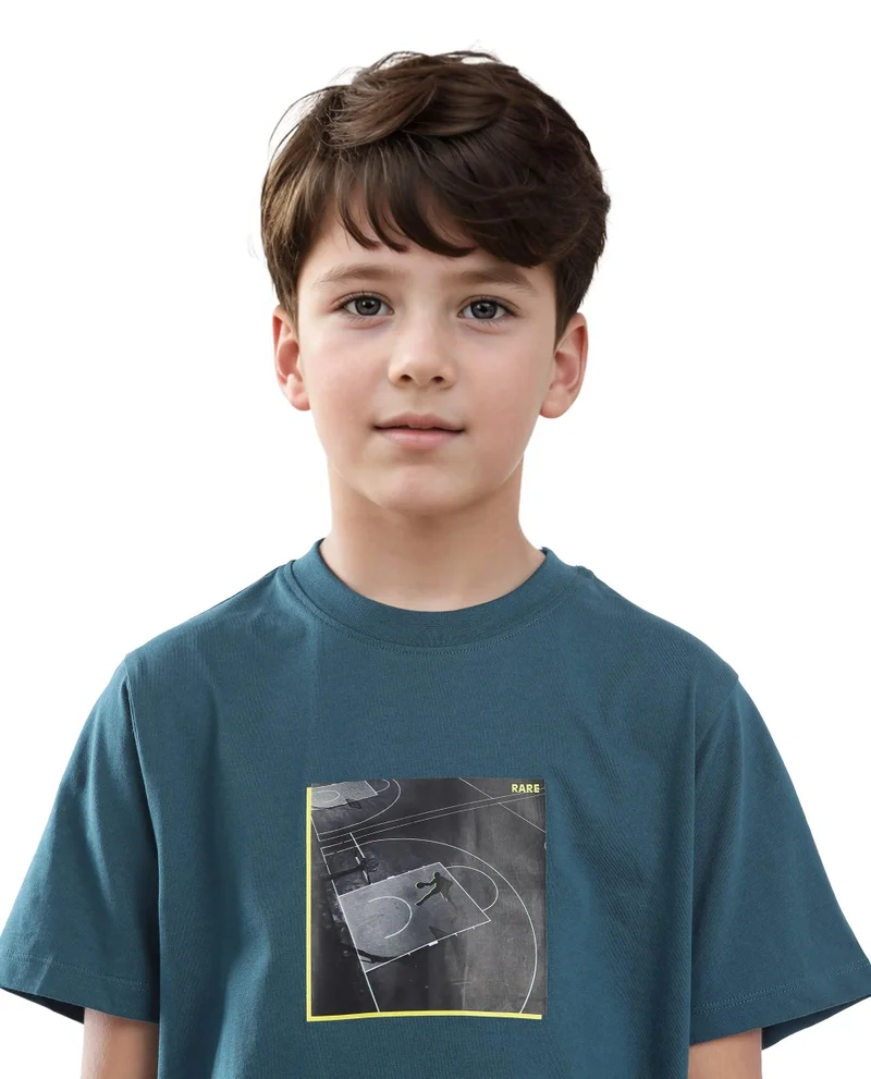 Rare Ones Rare Ones Kids Zion Blue Cotton Half Sleeve Graphic Print Slip-On Closure Regular Fit T-Shirt