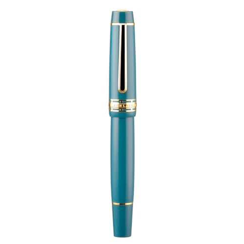 Wikult Yongsheng Junlai 630 Acrylic Fountain Pen Size 8 Medium Nib with Piston Filling System Indigo Blue Transparent Ink Tank with Flat Top Shape Design Smooth Writing Pen Gold Trim - Image 3