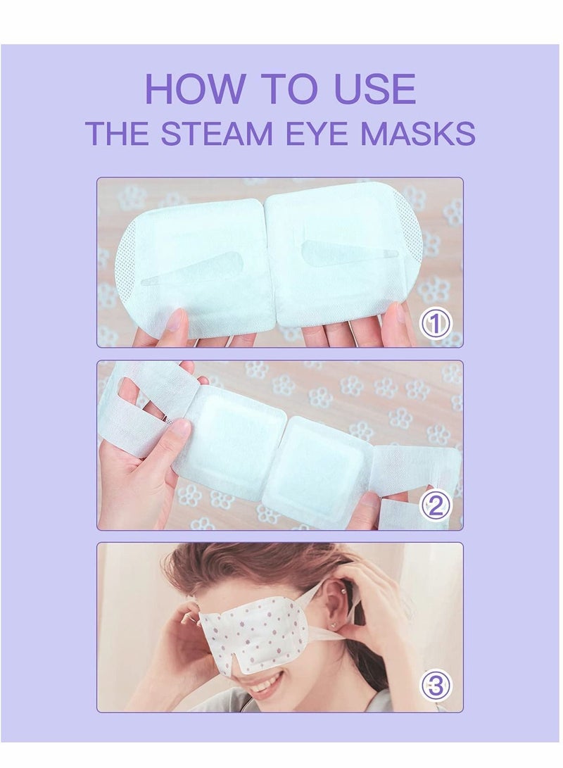 Steam Eye Mask,10 Packs Hot SPA Mask, Relieve Eyestrain Warming Patch, Lavender Fragrance