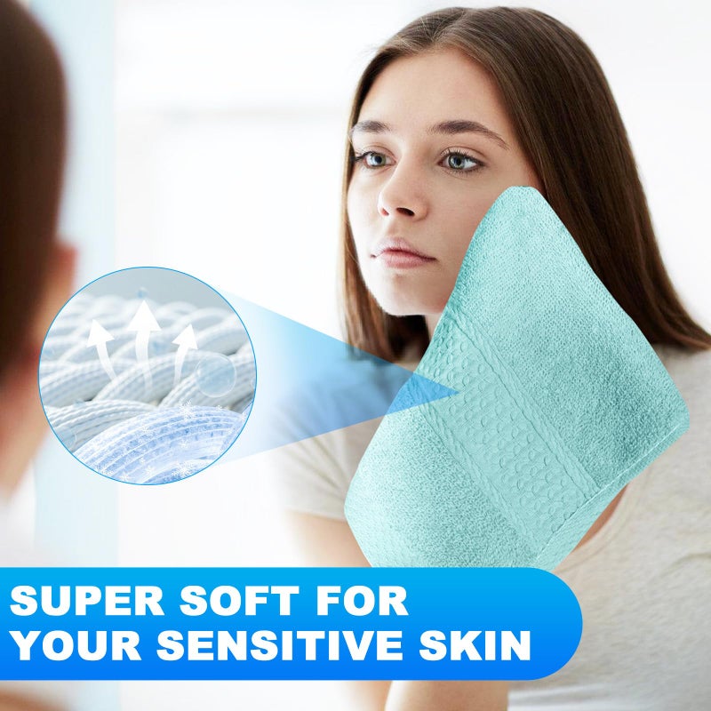 INFICRIME 6 Pack 100% Cotton Wash Cloth, 13x13 Inch Highly Absorbent and Soft Feel Fingertip Towels, Machine Washable Washcloths for Bathroom, Gym, Hotel, Spa and Kitchen, 6 Colors - Image 4