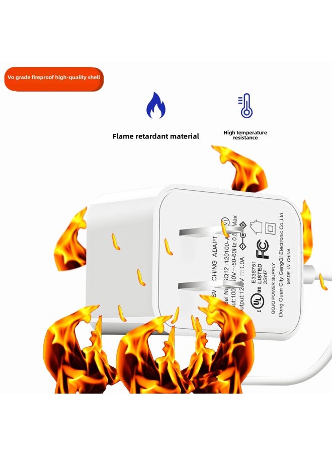 Generic - Applicable Router 12W US UL Set-top Box Sub-certification Power Adapter 12v1a Optical Cat Light Bar Adapter-Color:White-Specifications:DC5.5*2.1*10mm - Image 1