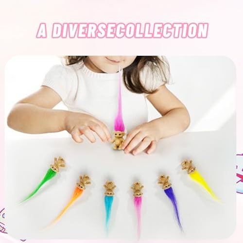 Yintlilocn 12pcs Long-haired Mini Troll Dolls, Assorted Hair Colors, 0.78" Bodies, 2" Hair. Cake Toppers, Action Figures, School Project, Arts and Crafts, Party Favors - Image 4