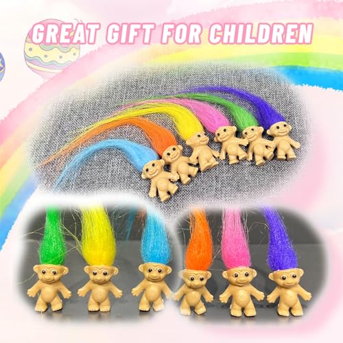 Yintlilocn 12pcs Long-haired Mini Troll Dolls, Assorted Hair Colors, 0.78" Bodies, 2" Hair. Cake Toppers, Action Figures, School Project, Arts and Crafts, Party Favors - Image 5