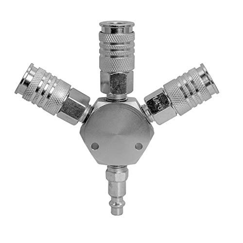 Freeman PS3WAM Steel 3-Way 1/4" Air Manifold with Universal Quick Connect Couplers - Image 1