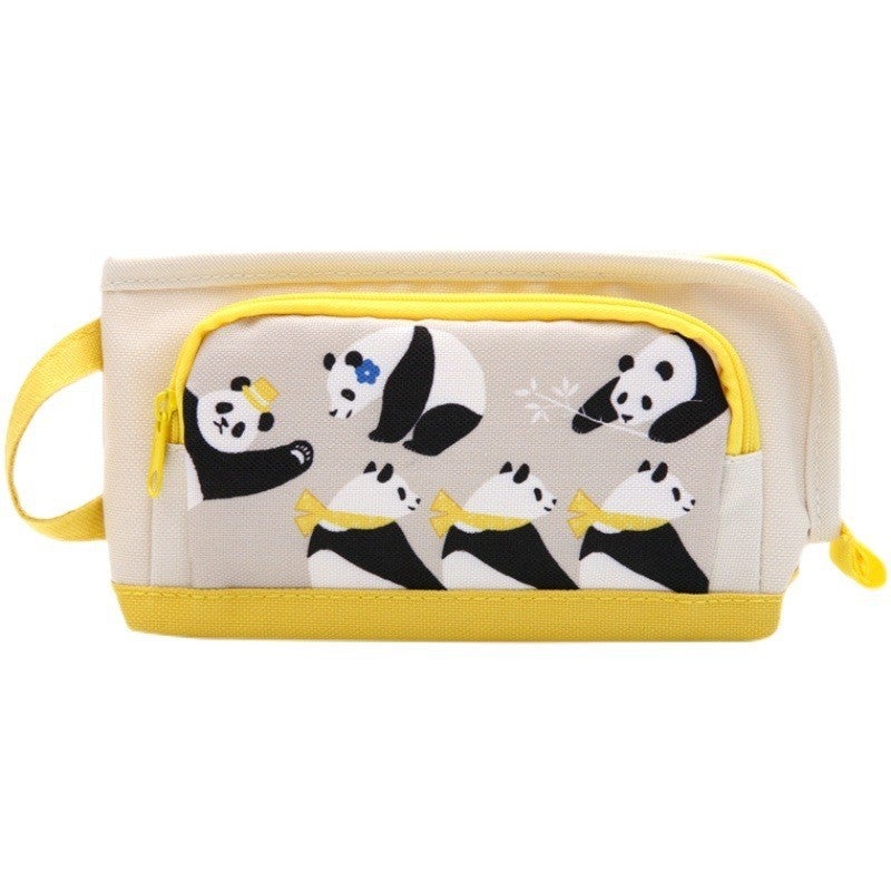 Japan Kokuyo Guoyu Panda Pencil Bag Female Internet Celebrous Student Stationery Bag Cute Canvas Large Capacity Pencil Bag - Image 5