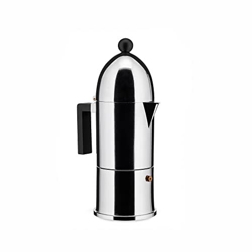 ALESSI آلة الإسبريسو الأنيقة Alessi A9095/6 B La Cupola بسعة 6 أكواب من الألمنيوم الفضي مع مقبض أسود - Image 2