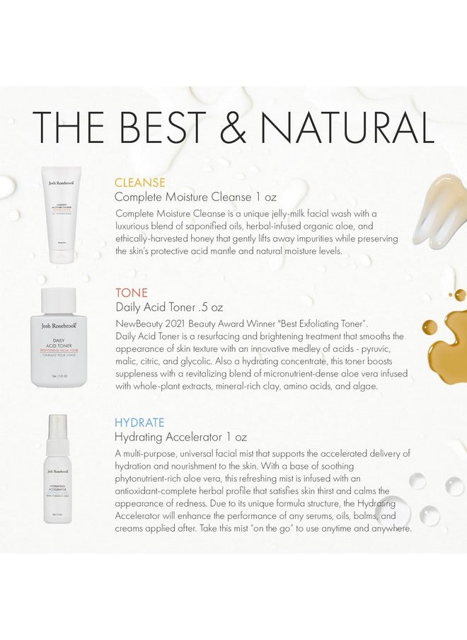 Josh Rosebrook Josh Rosebrook The Essentials Kit - Cleanse, Tone & Hydrate Skincare Set | Complete Moisture Cleanse 1 oz, Daily Acid Toner 0.5 oz, Hydrating Accelerator 1 oz | Travel Size Facial Skin Care  - Image 4