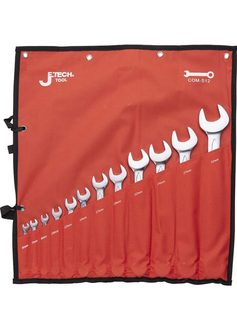 Jetech - Jetech 12PCS Metric Combination Wrench Set - Industrial Grade Spanners with 12-Point Design, 15-Degree Offset, Made with Cr-V Alloy Steel in Sand Blasted Finish, Forged, Heat-Treated, Size 6mm-32mm - Image 1