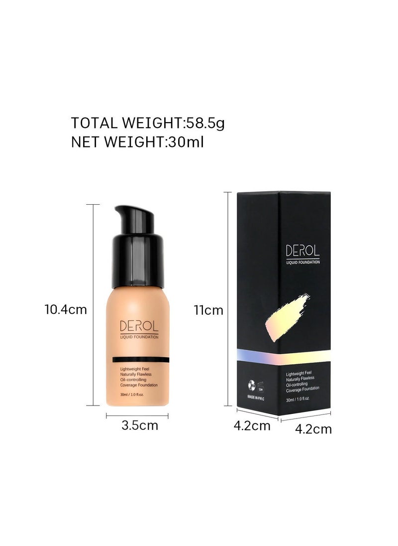 DEROL - Liquid Foundation-Full Coverage Makeup Matte Waterproof Dewy Lightweight Feel Flawless Oil-Controlling Coverage Smooth Face Foundations 24 Hours Soft Nature Base Skin Tint - Image 1