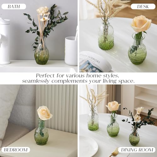 Ulodimi Glass Bud Vase Set of 20 - Small Vases for Flowers in Bulk - Assorted Vintage Crystal Vases for Flowers, Table Centerpieces (Green, 20 Pcs) - Image 5