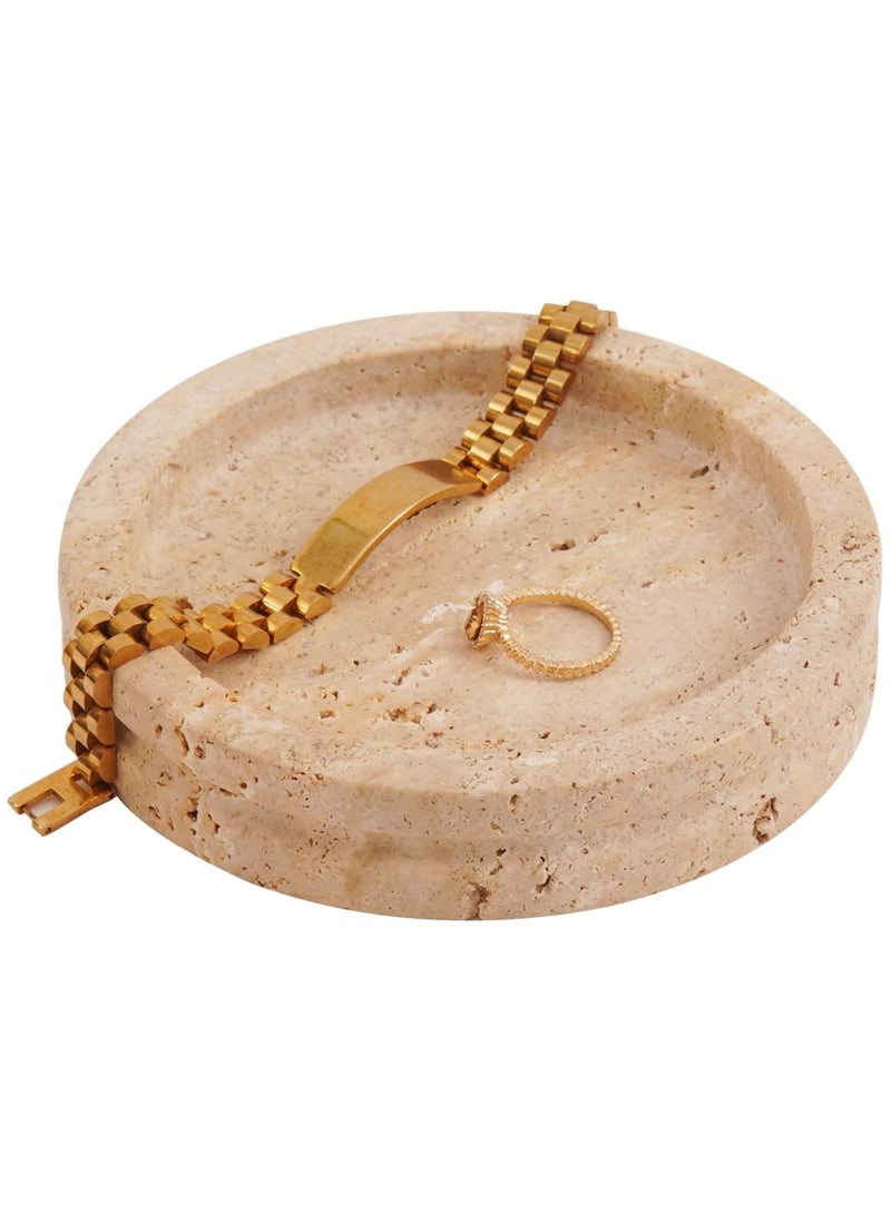 RADICALn Travertine Marble Jewelry Tray 5 Inches Aesthetic Room Décor Handmade Jewelry Holder Organizer  - Image 1