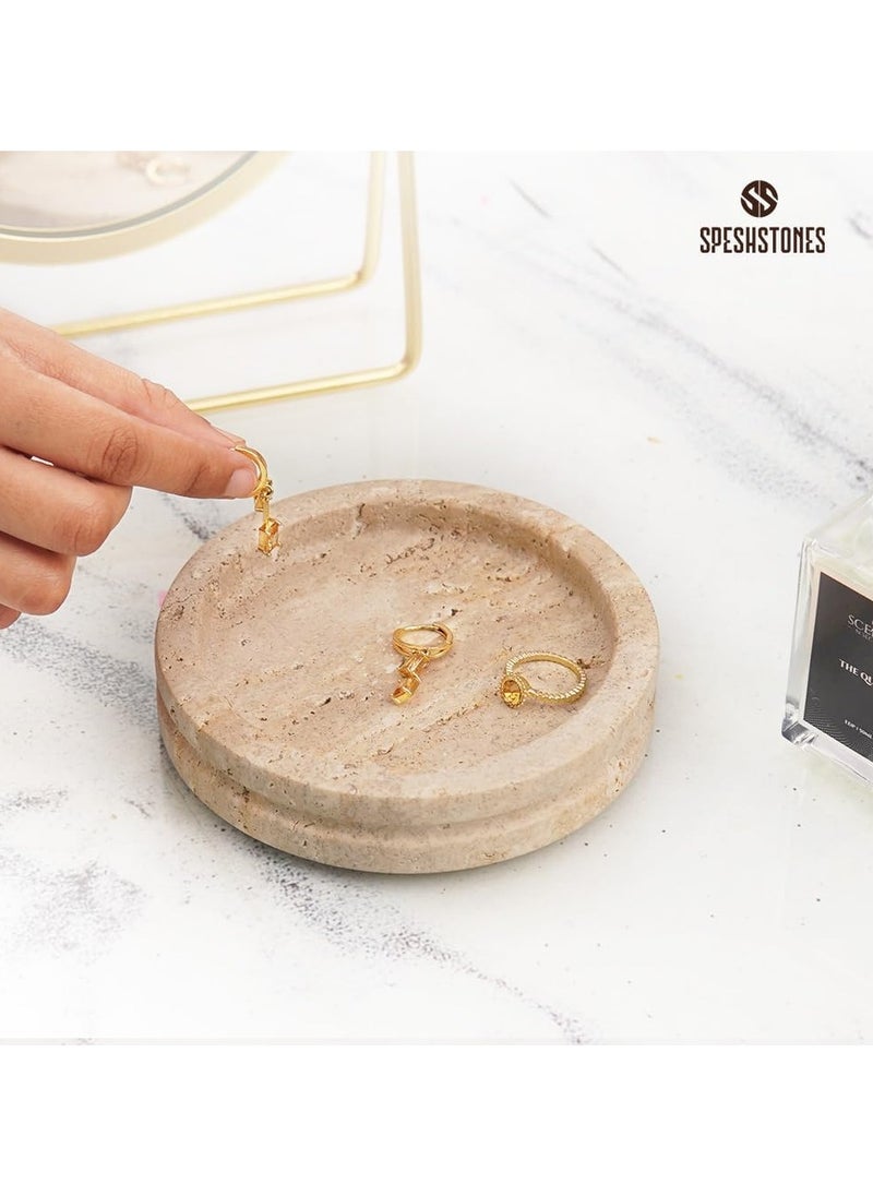 RADICALn Travertine Marble Jewelry Tray 5 Inches Aesthetic Room Décor Handmade Jewelry Holder Organizer  - Image 2
