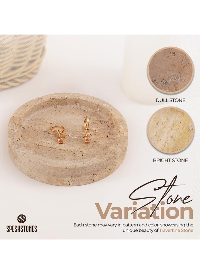 RADICALn Travertine Marble Jewelry Tray 5 Inches Aesthetic Room Décor Handmade Jewelry Holder Organizer  - Image 5