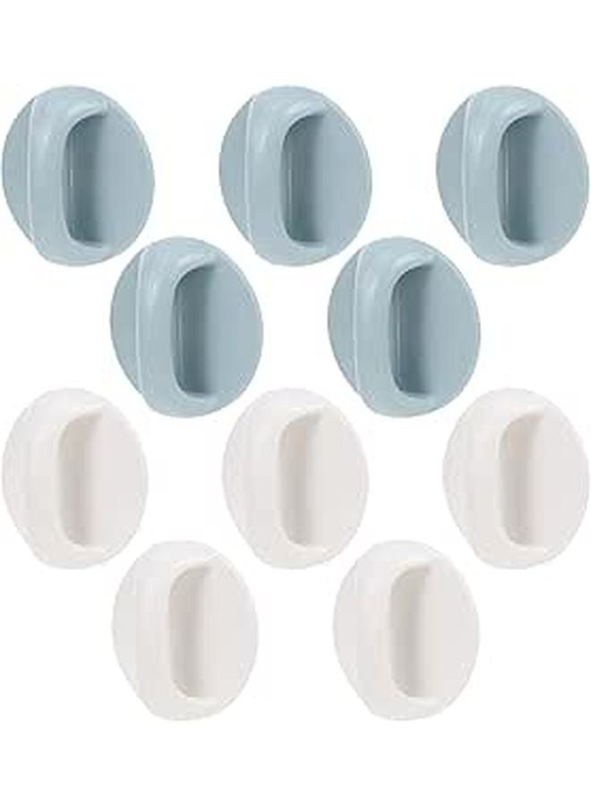 Self Adhesive Plastic Pull Handles 10pcs Blue White Set for Cabinet Drawer Door - Image 1