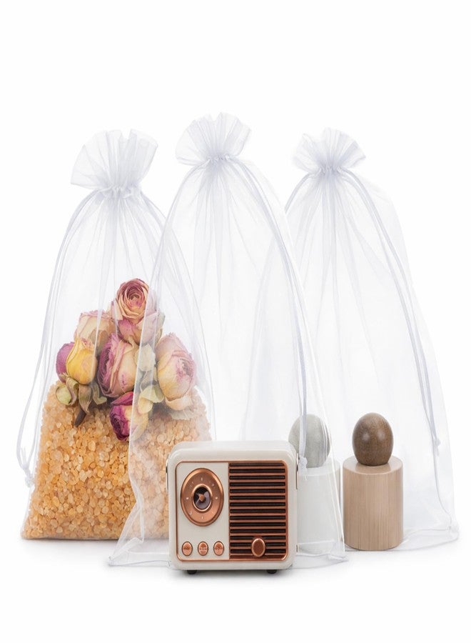 Bruislard Organza Bags 25 PCS 12x8 in Mesh Bags Drawstring Mesh Gift Bag White Sheer Organza Bag Wedding Party Favor Gift Candy Toys Makeup Pouches Organza-Bags - Image 1