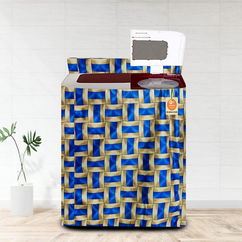 KANUSHI Industries® Washable & Dustproof Top Load Semi Automatic Washing Machine Cover (Suitable For 6 Kg, 6.5 kg, 7 kg, 7.5 kg) (VAR-WASMAC-BLUE-GOLDEN-LINE-SEMI-01) - Image 5