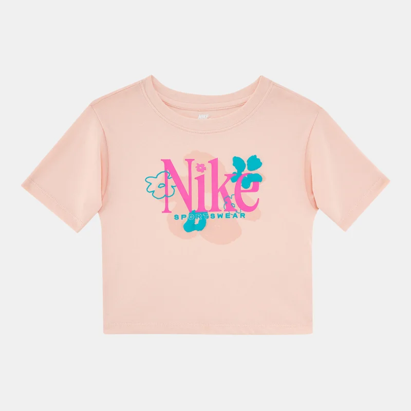 نايكي طقم شورت رياضي للأطفال بنقشة الزهور البرية بتقنية دراي فيت