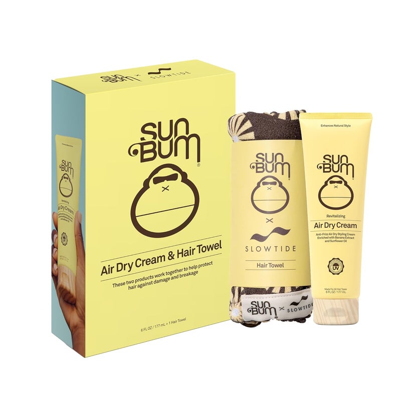 Sun Bum Sun Bum Revitalizing Air Dry Cream and Hair Towel Kit Lightweight and AntiFrizz for Texture Enhancement 6 fl oz