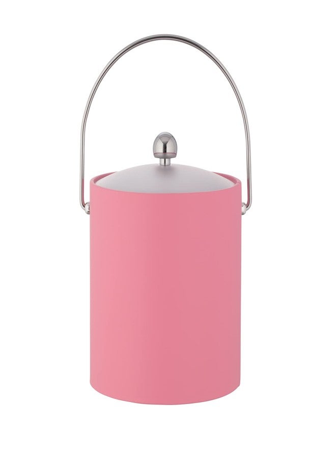 Kraftware Fun Colors - 3qt Ice Bucket with a Chrome Bale Handle, Chrome Astro Knob, and Frosted Acrylic Cover (Pink) - Image 2