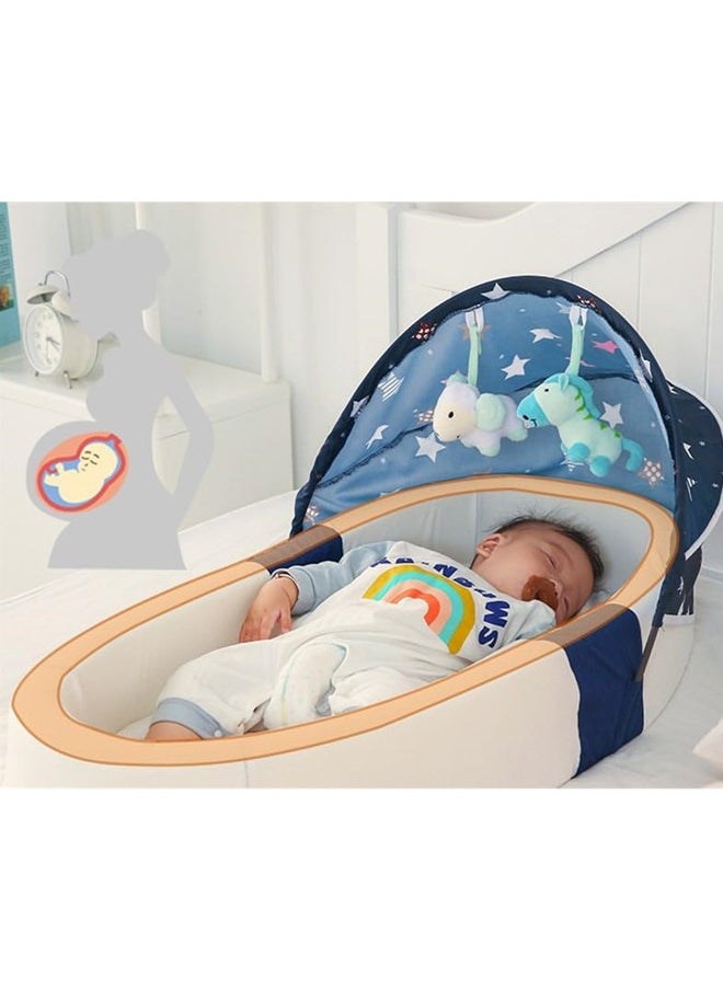 Beauenty - Baby Nest for Sleeping Breathable Foldable Newborn Mattress for Crib & Bassinet, Baby Bionic Bed For Bedroom Removable And Washable (blue) - Image 1