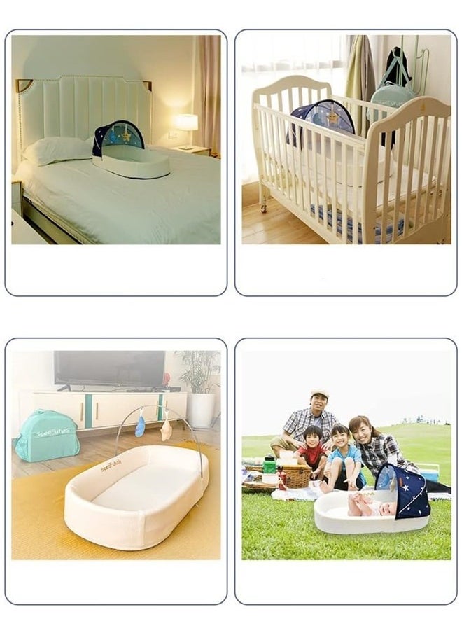 Beauenty - Baby Nest for Sleeping Breathable Foldable Newborn Mattress for Crib & Bassinet, Baby Bionic Bed For Bedroom Removable And Washable (blue) - Image 1