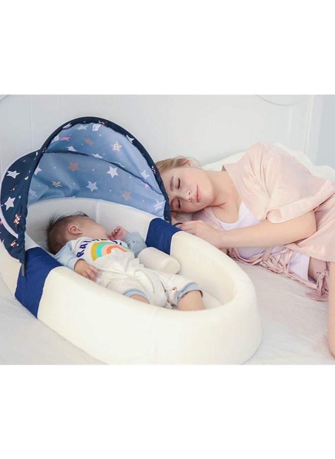Beauenty - Baby Nest for Sleeping Breathable Foldable Newborn Mattress for Crib & Bassinet, Baby Bionic Bed For Bedroom Removable And Washable (blue) - Image 1