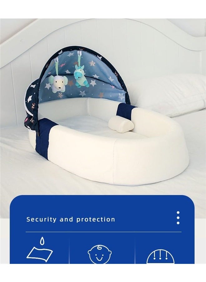 Beauenty - Baby Nest for Sleeping Breathable Foldable Newborn Mattress for Crib & Bassinet, Baby Bionic Bed For Bedroom Removable And Washable (blue) - Image 1
