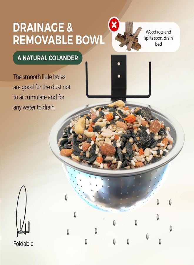 Ofasixx Squirrel Feeder Bowl Tree Mounted, Drainage Holes Like a Colander - Nice for Outside, 8.5" Removable Metal Feed Bowl Easy to Clean/Refill, 2 Squirrel Corn Cob Spikes, Notebook(Brown) - Image 2