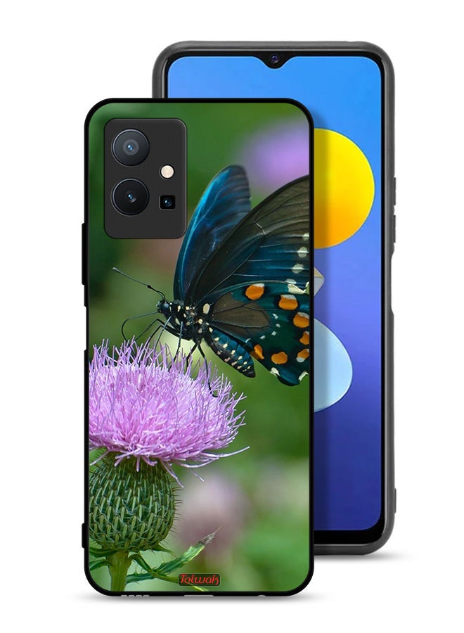 Tolwak Vivo Y75 5G Protective Case Cover Butterfly Sitting On Flower - Image 1