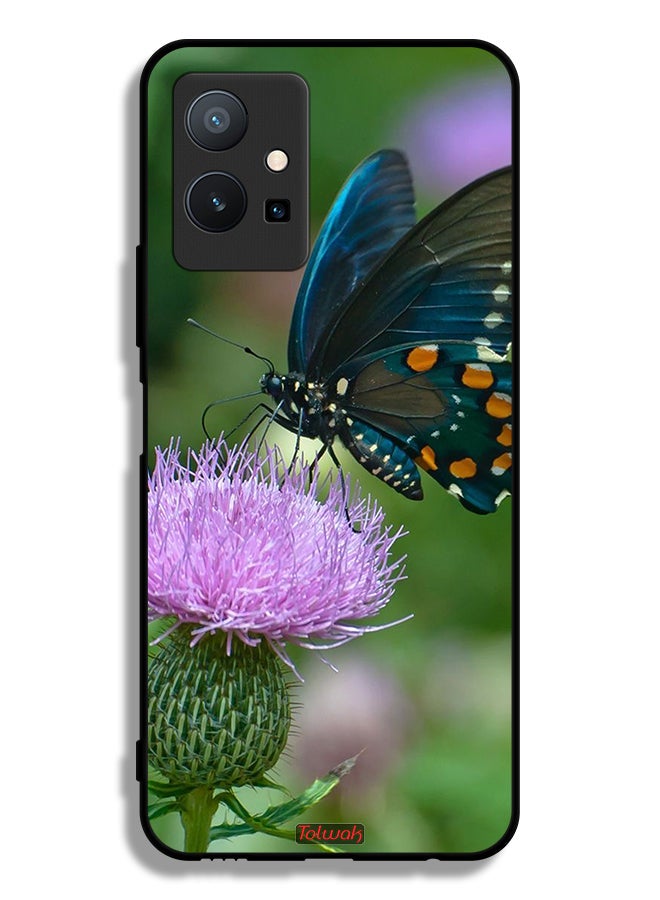 Tolwak Vivo Y75 5G Protective Case Cover Butterfly Sitting On Flower - Image 2