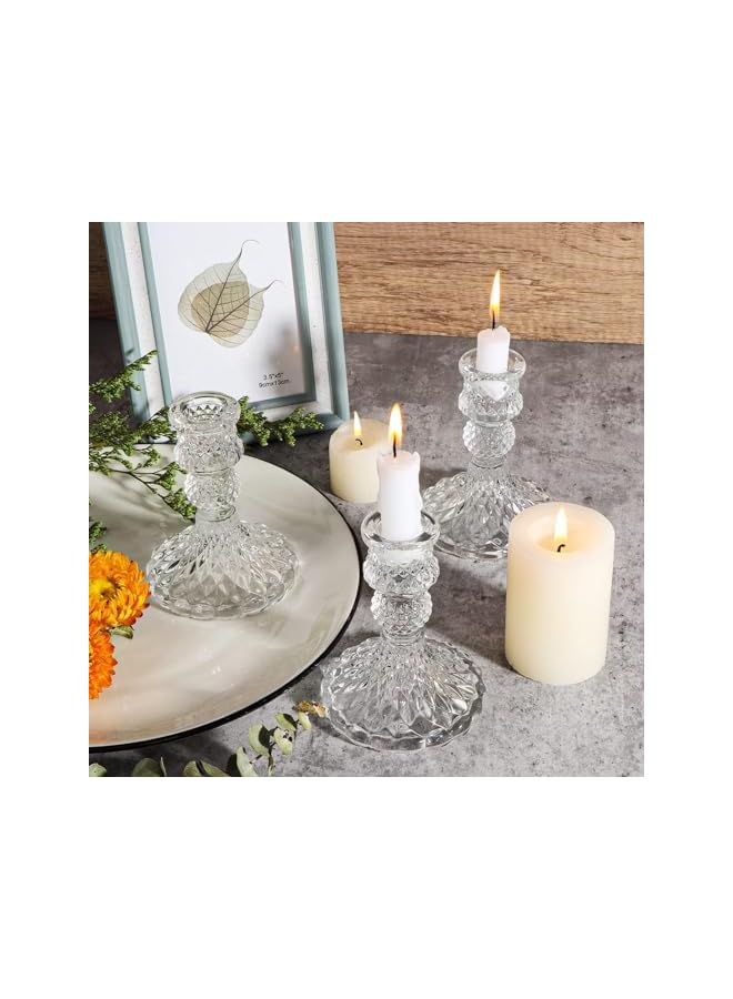 The Bros Glass Candle Holder Set of 6, Clear Candle Holders, Tapered Candle Holders for Weddings, Holidays, Parties and Festive Decorations - Image 3