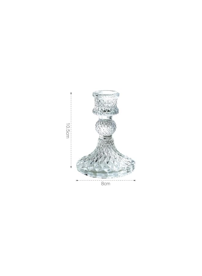 The Bros Glass Candle Holder Set of 6, Clear Candle Holders, Tapered Candle Holders for Weddings, Holidays, Parties and Festive Decorations - Image 2