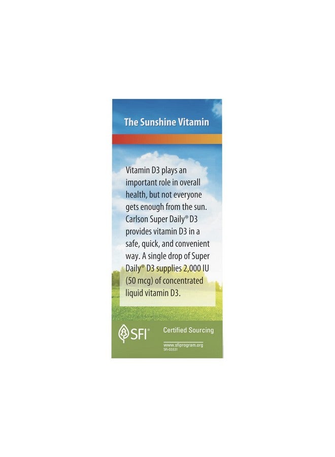 Carlson - Super Daily D3, Vitamin D Drops, 2,000 IU per Drop, 1-Year Supply, Vitamin D3 Liquid, Heart & Immune Health, Vegetarian, Liquid Vitamin D Drops, Unflavored, 365 Drops - Image 2
