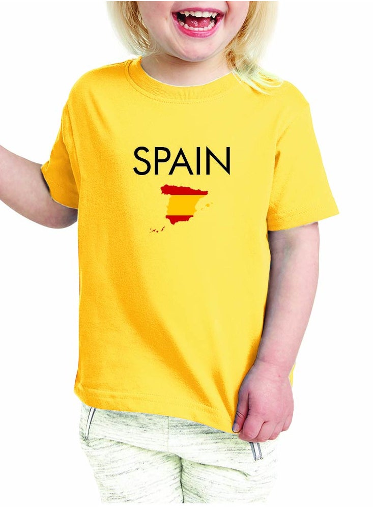 Generic - Spain Kids T-Shirt for Girls - Round Neck Short Sleeve Cotton T-Shirt - Soft and Comfortable Kids Girls Tshirt - Perfect for Spanish Souvenirs - Image 1