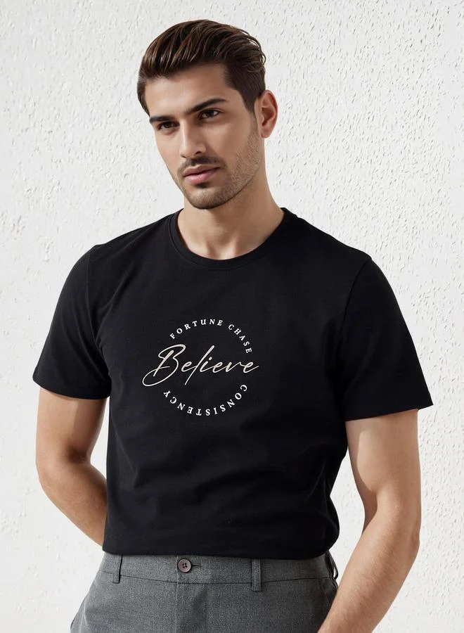 Iconic Iconic Men Slim Fit Crew Neck Short Sleeves Printed T-shirt