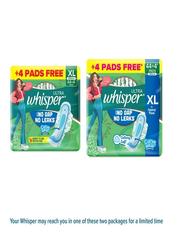 Whisper Ultra Upto No Gap No Leaks Sanitary Pads, 48 Xl Pads, For Heavy Flow Protection, With Curvewear ¢ Technology, Cotton Like Softness, Disposable Wrapper, Locks Odour & Wetness - Image 2