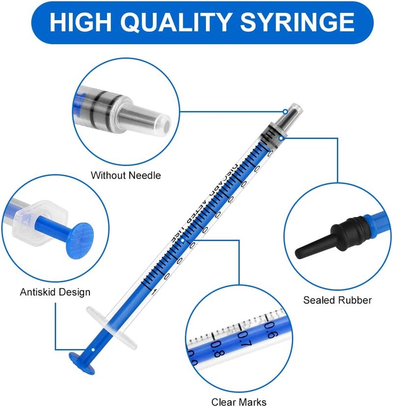 OFFCUP Plastic Syringes, 50pcs No Needle Syringe, 1ml Liquid Measuring Syringe with Luer Slip Tip for Refilling and Measuring Liquids, Scientific Labs Experiment, Feeding Pets (No Needle) - Image 3