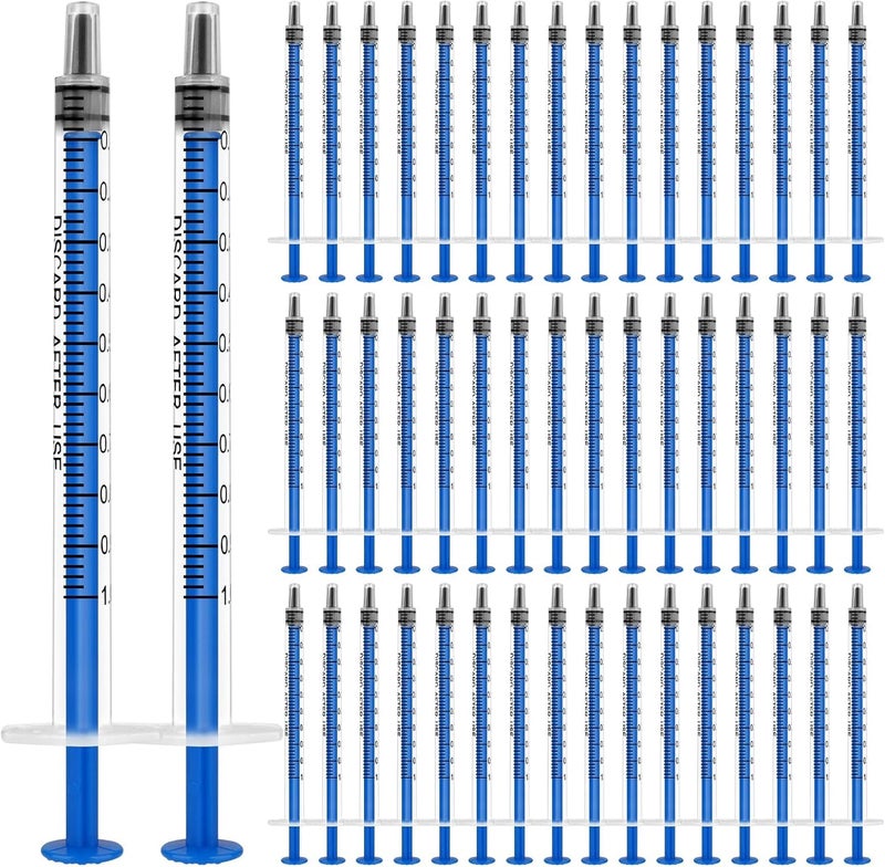 OFFCUP Plastic Syringes, 50pcs No Needle Syringe, 1ml Liquid Measuring Syringe with Luer Slip Tip for Refilling and Measuring Liquids, Scientific Labs Experiment, Feeding Pets (No Needle) - Image 1