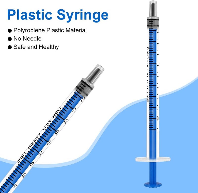 OFFCUP Plastic Syringes, 50pcs No Needle Syringe, 1ml Liquid Measuring Syringe with Luer Slip Tip for Refilling and Measuring Liquids, Scientific Labs Experiment, Feeding Pets (No Needle) - Image 4