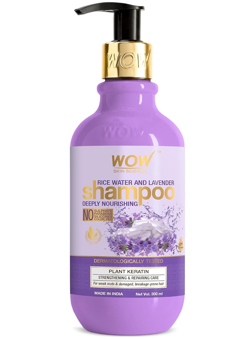 WOW Skin Science Rice Water Shampoo with Rice Water, Rice Keratin & Lavender Oil for Damaged, Dry and Frizzy Hair |No Sulphate & Parabens | No Silicones and Synthetic Color | For Men & Women - 300 ml - Image 1