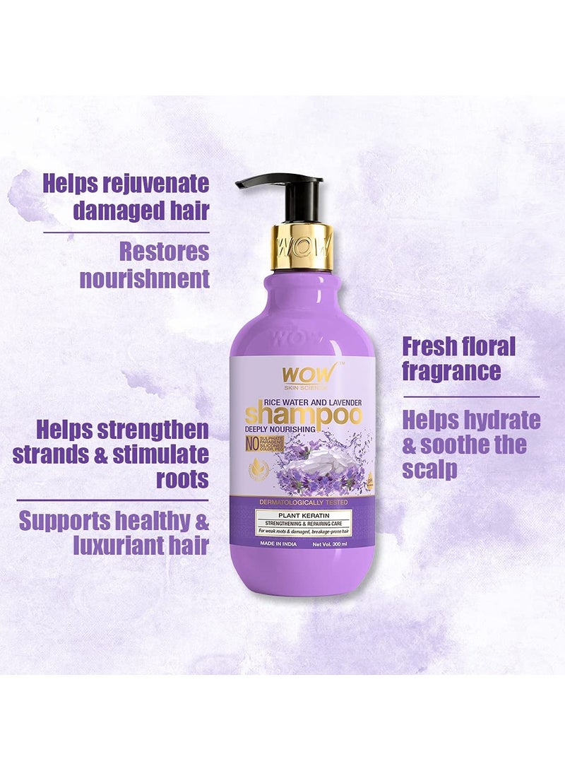 WOW Skin Science Rice Water Shampoo with Rice Water, Rice Keratin & Lavender Oil for Damaged, Dry and Frizzy Hair |No Sulphate & Parabens | No Silicones and Synthetic Color | For Men & Women - 300 ml - Image 2