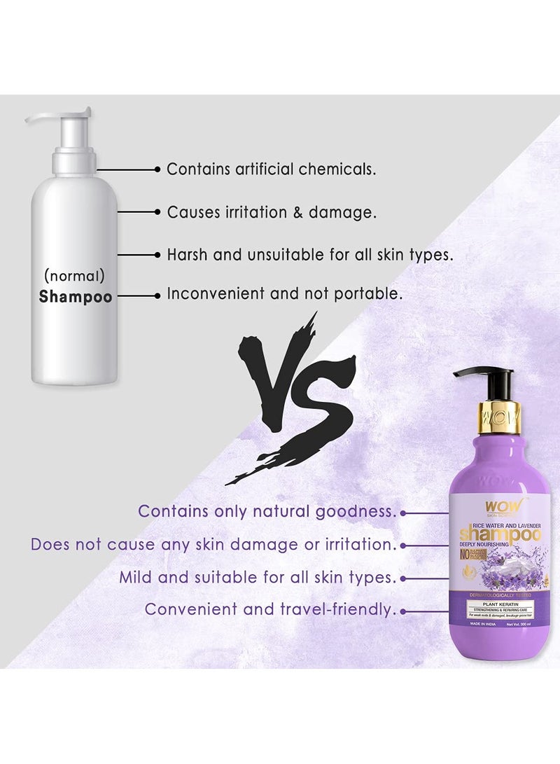 WOW Skin Science Rice Water Shampoo with Rice Water, Rice Keratin & Lavender Oil for Damaged, Dry and Frizzy Hair |No Sulphate & Parabens | No Silicones and Synthetic Color | For Men & Women - 300 ml - Image 5