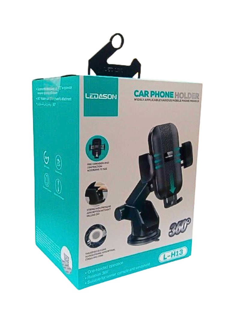 LEDASON Car Phone Holder for Auto Hands Free 360 Rotatable, Car Phone Clip Holder Universal Mobile Stand for Vehicle Dashboard Windscreen Air Vent Cell Smartphone L-H13 - Image 1
