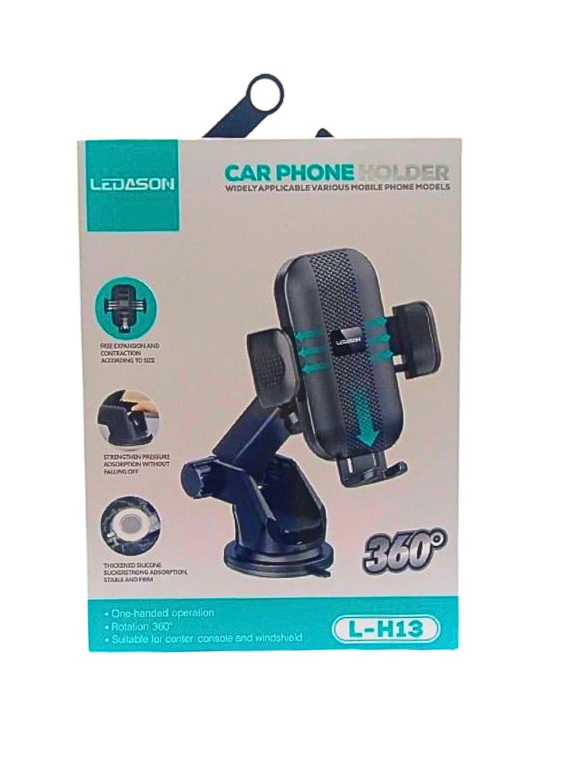 LEDASON Car Phone Holder for Auto Hands Free 360 Rotatable, Car Phone Clip Holder Universal Mobile Stand for Vehicle Dashboard Windscreen Air Vent Cell Smartphone L-H13 - Image 2