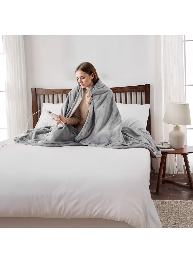 جرين ليون بطانية كهربائية فاخرة 160 واط مع جهاز تحكم LCD للتسخين الكهربائي لآلام الظهر الدورية / قابلة للغسل في الآلة / مستوى حرارة قابل للتعديل / أزرار تحكم بسيطة / طول السلك: 2.3 متر - رمادي - Image 3