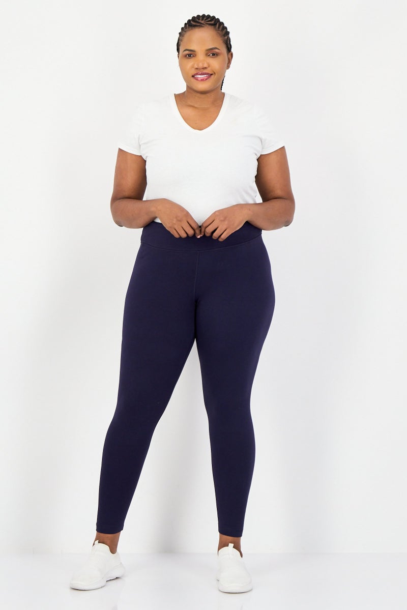 Reebok Women Sportswear Fit Pull On Training Leggings, Navy - Image 4